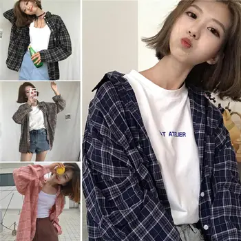 Hot Shirt Women Spring Autumn Casual Loose Long Sleeve Button Wild Korean Style Plaid Shirt Cotton Blouse
Hot Shirt Women Spring Autumn Casual Loose Long Sleeve Button Wild Korean Style Plaid Shirt Cotton Blouse