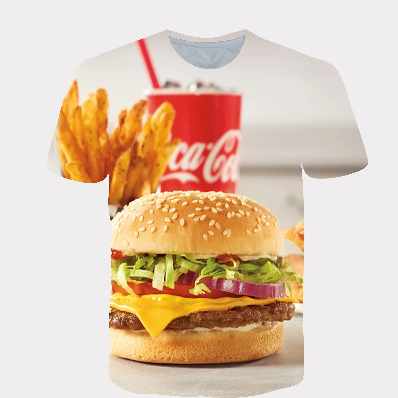 High quality men's pizza cola 3D printed pattern short sleeve T-shirt summer round neck promotion fashion parent-child wear
High quality men's pizza cola 3D printed pattern short sleeve T-shirt summer round neck promotion fashion parent-child wear