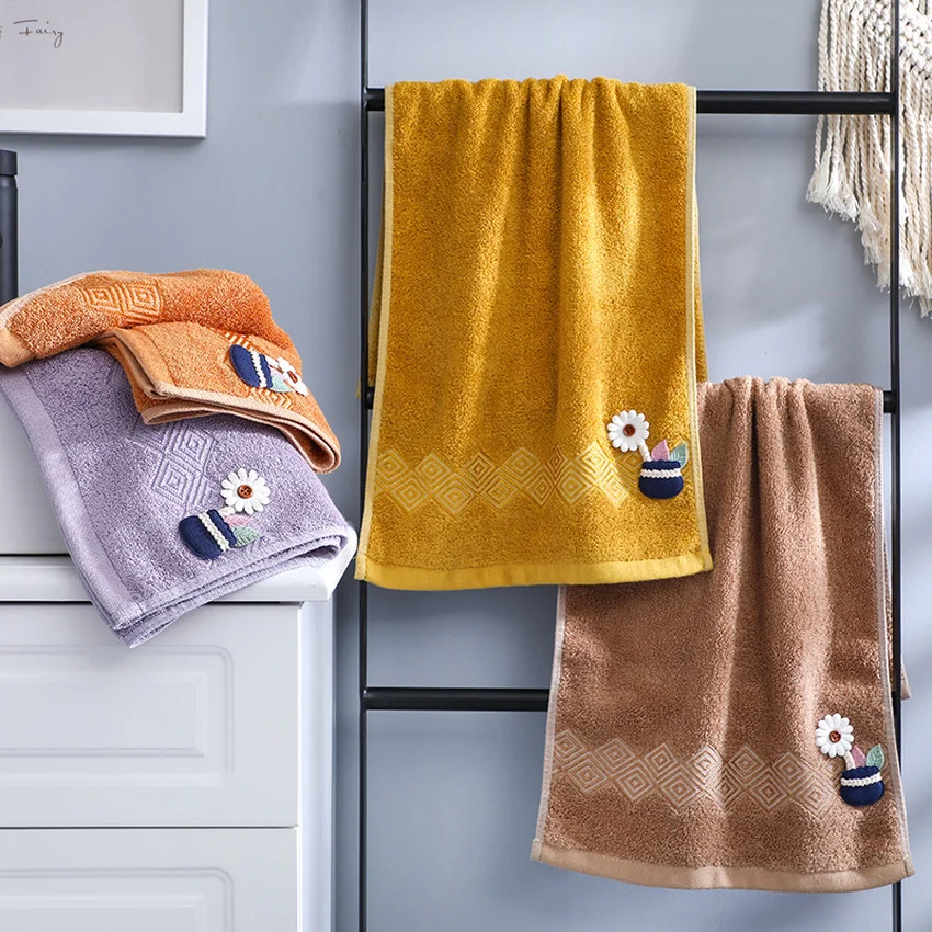 

Face Towel Bamboo Fiber Household Rectangle Good Absorption Towels Soft Flower Printed Kids Adults Home Bathroom Gesichtstuch