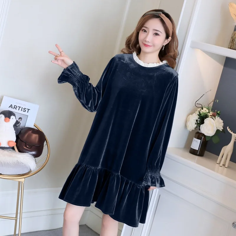 Maternity Clothes 2019 New Style Fashion Gold Velvet Maternity Dress Mid-length Flounced Dress 
Maternity Clothes 2019 New Style Fashion Gold Velvet Maternity Dress Mid-length Flounced Dress
