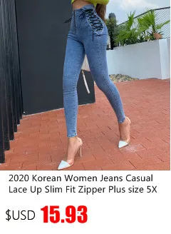 Description Picture 2 of item2022 New Slim Black Pencil Pants Jeans Women Fashion Lace-Up Zip Ankle-length Pants Female High Waist Jeans Skinny sexy KZ891