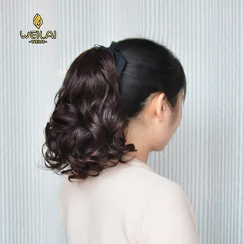 

Short Curly Ponytail Heat Resistant Black Gold Brown Hair scrunchie Synthetic Ponytails For White