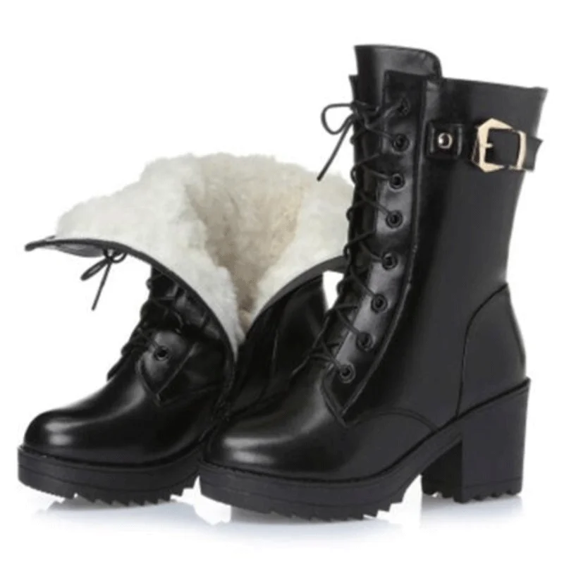 FINDHER High-heeled Genuine Leather Women Winter Boots Thick Wool Warm Women Martin Boots High-quality Female Snow Boots
FINDHER High-heeled Genuine Leather Women Winter Boots Thick Wool Warm Women Martin Boots High-quality Female Snow Boots