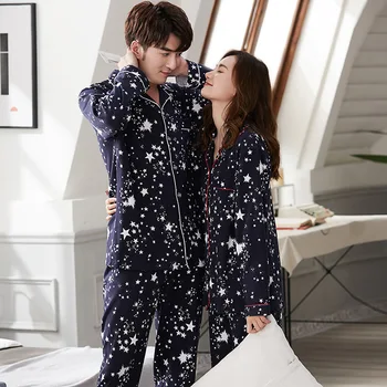 Couple Pajamas Spring and Autumn Pure Cotton Long-sleeved Men's Home Service Autumn Thin Large Size Star Casual Suit Dormir Tops
Couple Pajamas Spring and Autumn Pure Cotton Long-sleeved Men's Home Service Autumn Thin Large Size Star Casual Suit Dormir Tops