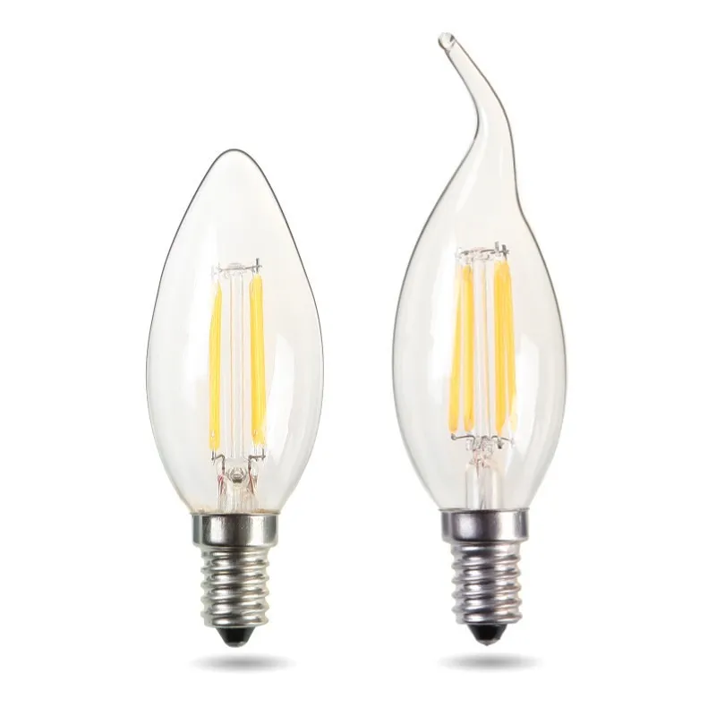 

Edison Led Bulb E27/E14 vintage light bulb 220V 2W 4W 6W Transparent glass Bulb energy saving safety bulb G45 C35 C35L