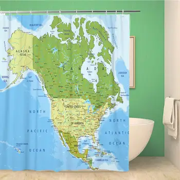 Bathroom Shower Curtain Highly Detailed Political Map Separated Layers North and Central Polyester Fabric 60x72 inches 
Bathroom Shower Curtain Highly Detailed Political Map Separated Layers North and Central Polyester Fabric 60x72 inches