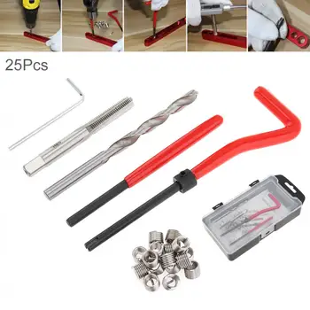 25pcs/set High Speed Steel Metric M6 x 1.0 Thread Repair Insert Kit Tap Tapping for Car Professional Coil Drill Repair Tools
25pcs/set High Speed Steel Metric M6 x 1.0 Thread Repair Insert Kit Tap Tapping for Car Professional Coil Drill Repair Tools