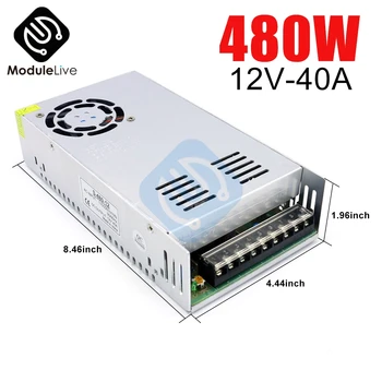 DC 12V 40A 480W Power Supply Lighting Transformer For LED Strip Light Switching Power Adapter Driver Switch Tools
DC 12V 40A 480W Power Supply Lighting Transformer For LED Strip Light Switching Power Adapter Driver Switch Tools
