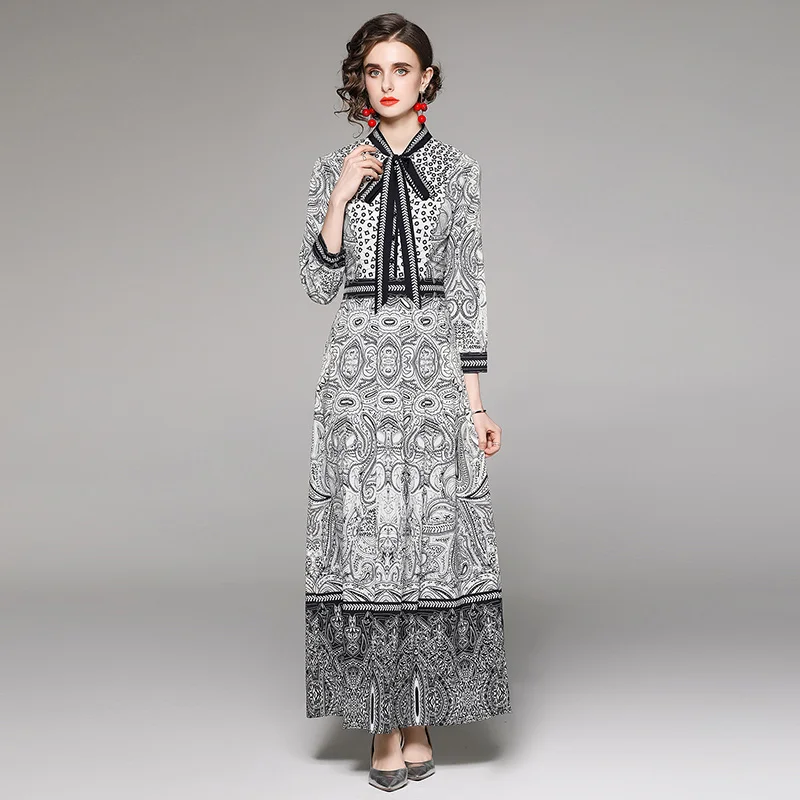 Three Quarter Sleeve Maxi Dresses for Women Ankle-Length Indie Folk Long Dresses Party Wedding Bow Slim Chic Print Woman Dress
Three Quarter Sleeve Maxi Dresses for Women Ankle-Length Indie Folk Long Dresses Party Wedding Bow Slim Chic Print Woman Dress