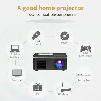 S361 Upgraded version HD LED Mini Projector Video For Home Theater Game Movie Cinema Projector 1080P Projector EU/US/UK/AU Plug
S361 Upgraded version HD LED Mini Projector Video For Home Theater Game Movie Cinema Projector 1080P Projector EU/US/UK/AU Plug