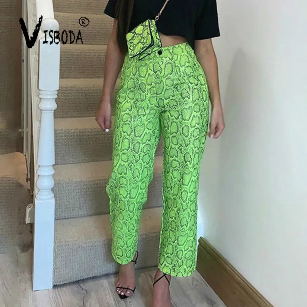Snake Printed Harem Pants Women Casual Neon Green Trousers High Waist Loose Pants Fashion Female Elastic Pants Femme Plus Size 
Snake Printed Harem Pants Women Casual Neon Green Trousers High Waist Loose Pants Fashion Female Elastic Pants Femme Plus Size