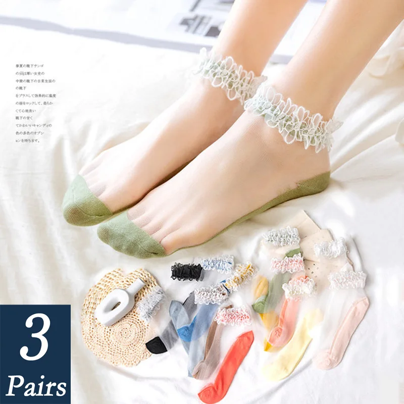 6 pieces = 3 pair Socks Women's Ankle Non-slip Socks For Women Transparent Invisible Socks Summer Lace Elastic Sheer Thin Socks
6 pieces = 3 pair Socks Women's Ankle Non-slip Socks For Women Transparent Invisible Socks Summer Lace Elastic Sheer Thin Socks