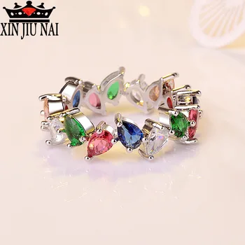 New Multicolor/Transparent Pear-shaped Cut Zircon Droplet Irregularly Arranged Women's Ring Princess Wedding Bride Ring Jewelry 
New Multicolor/Transparent Pear-shaped Cut Zircon Droplet Irregularly Arranged Women's Ring Princess Wedding Bride Ring Jewelry