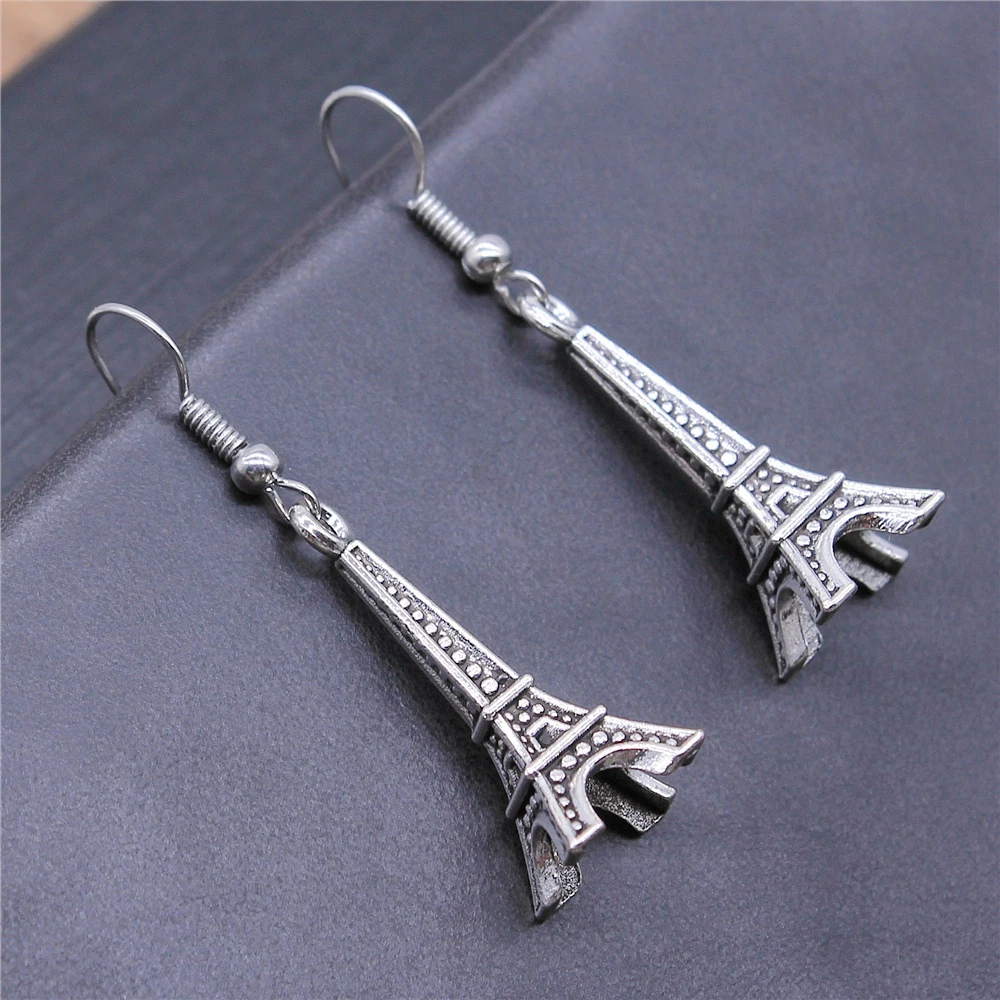 Vintage Antique Silver Color 29x11x11mm 3D Eiffel Tower Charms Dangle Earrings Drop Earrings For Women
Vintage Antique Silver Color 29x11x11mm 3D Eiffel Tower Charms Dangle Earrings Drop Earrings For Women