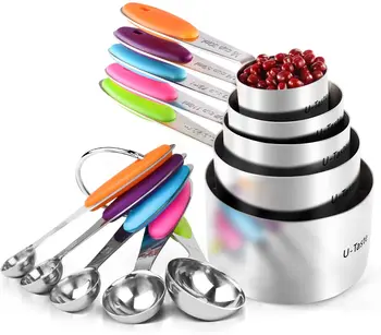 10PCS/SET Measuring Spoon and Cup Set Kitchen Stainless Steel Scale Measuring Tools for Dry and Liquid Ingredients Useful 
10PCS/SET Measuring Spoon and Cup Set Kitchen Stainless Steel Scale Measuring Tools for Dry and Liquid Ingredients Useful