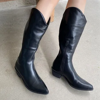 2020 Brand Design Zipper Motorcycle Boots Women Chunky Wedges Cowboy Boots Pointed Toe Knee High Boots INS Hot Shoes Woman 
2020 Brand Design Zipper Motorcycle Boots Women Chunky Wedges Cowboy Boots Pointed Toe Knee High Boots INS Hot Shoes Woman