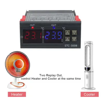STC-3008 Computer Digital Display Intelligent Dual Control Electronic Thermostat Dual Display Dual Temperature Adjustable Thermo
STC-3008 Computer Digital Display Intelligent Dual Control Electronic Thermostat Dual Display Dual Temperature Adjustable Thermo