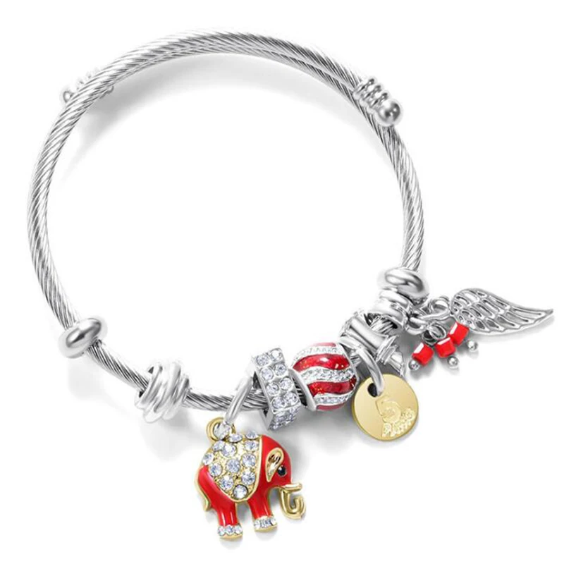 Fashion Elephant Charm Bracelet Lady Jewelry High Quality Open Size Stainless Steel Bracelet
Fashion Elephant Charm Bracelet Lady Jewelry High Quality Open Size Stainless Steel Bracelet