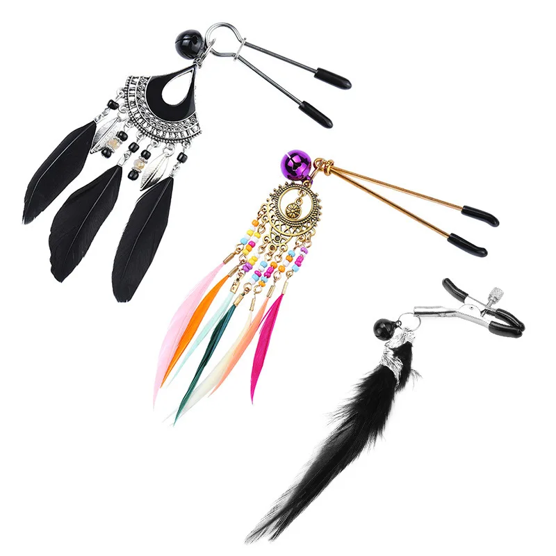 Зажимы для сосков с перьями Concorde Sweet Caress, черные 5700690010 - Concorde - Зажимы для сосков - Купить