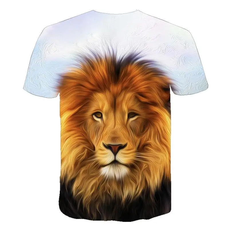 Summer men's T-shirt O-neck short-sleeved clothing Animal Lion 3D printing T-shirt Casual men's T-shirt