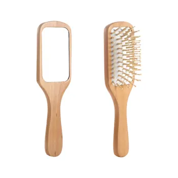 

1Pc Wooden Makeup Mirror Vanity Mirror Espejos Anti-Static Scalp Comb Curved Massage Comb Hair Brush For Curly And Tangled Hair