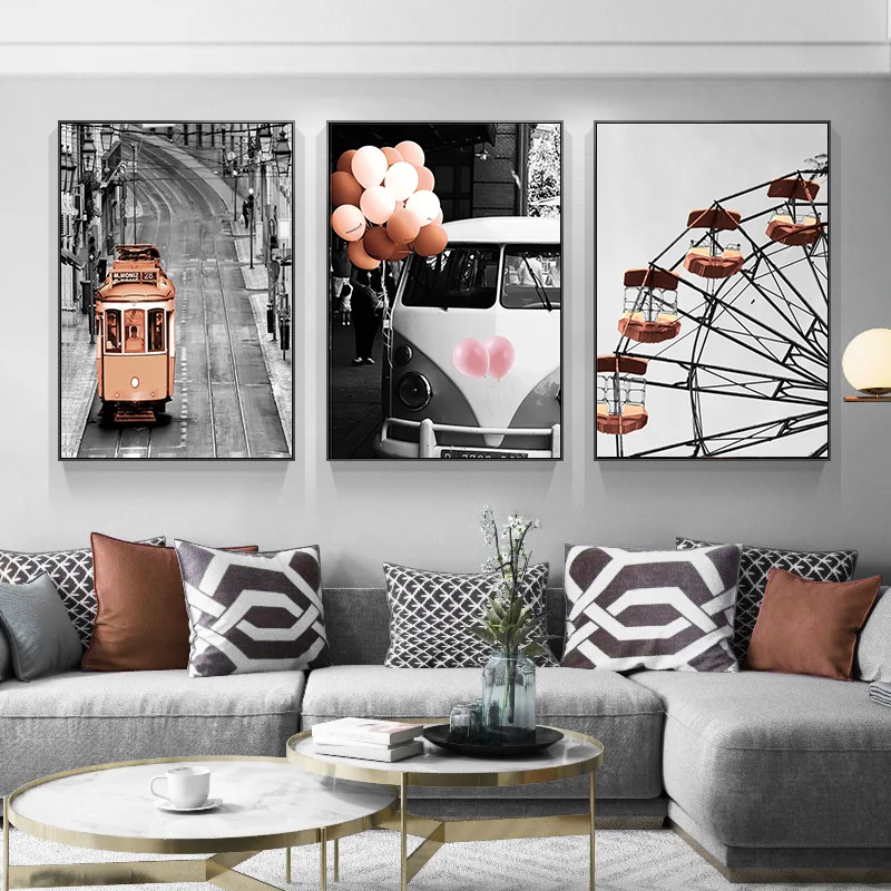 Photograph-Landscape-Picture-Home-Decor-Nordic-Canvas-Painting-Black-and-White-Style-Scenery-Orange-Color-Poster (3)