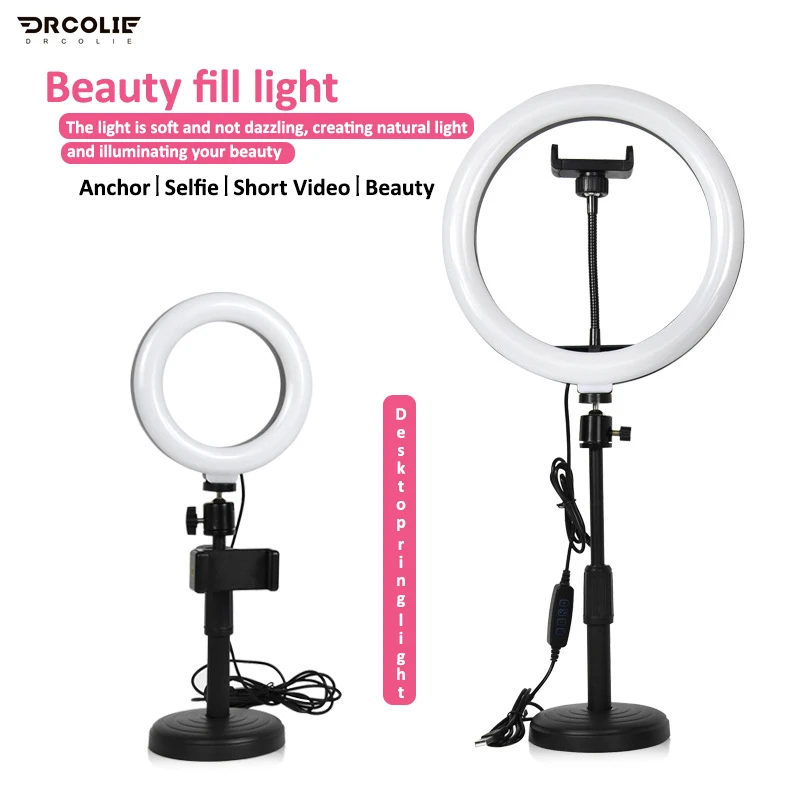 DROCLIE 26cm Live Fill Light 10 Inch LED Ring Light Selfie Photography Floor Desktop Mobile Phone Holder Beauty Light
DROCLIE 26cm Live Fill Light 10 Inch LED Ring Light Selfie Photography Floor Desktop Mobile Phone Holder Beauty Light