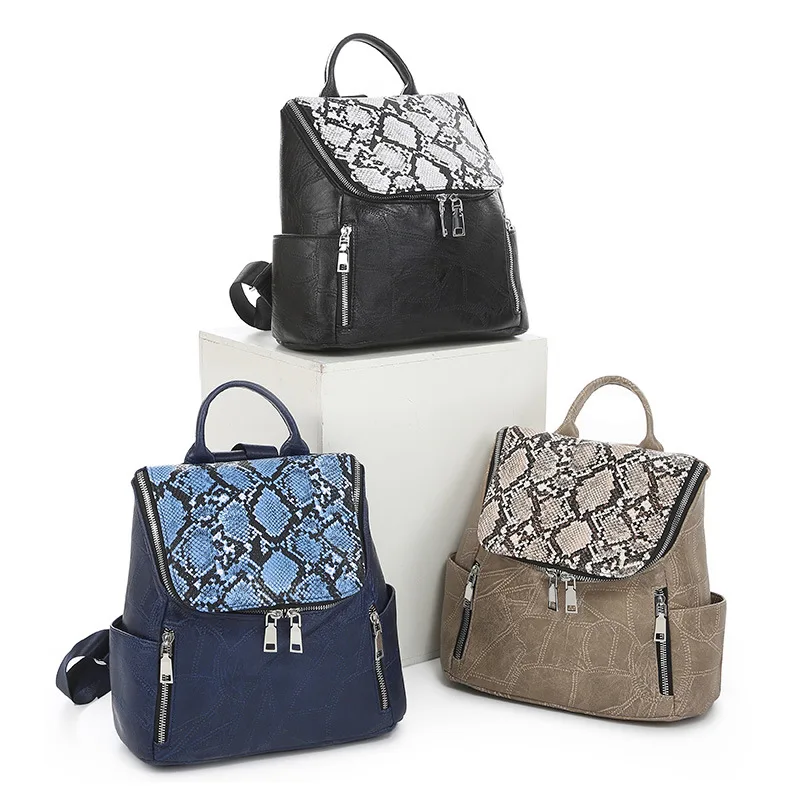 Women's 2020 new simple large-capacity stitching snake print backpack women's bag large-capacity backpack school bag backpack
Women's 2020 new simple large-capacity stitching snake print backpack women's bag large-capacity backpack school bag backpack