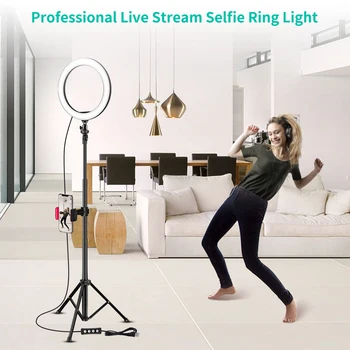 Dimmable LED Selfie Ring Light with Tripod USB Selfie Light Ring Lamp Big Photography Ringlight with Stand for Cell Phone Studio
Dimmable LED Selfie Ring Light with Tripod USB Selfie Light Ring Lamp Big Photography Ringlight with Stand for Cell Phone Studio