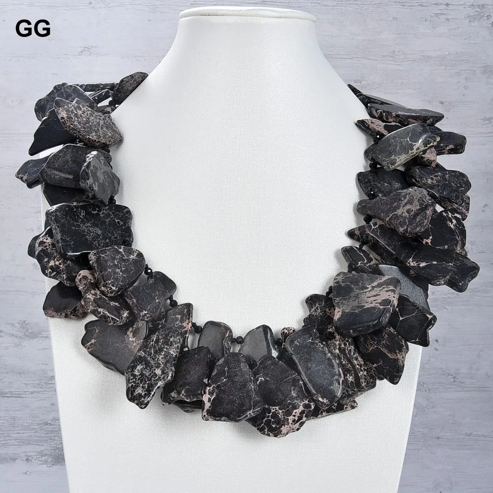 Ювелирные изделия GuaiGuai ожерелье из яшмы черного морского осадка 20 дюймов 2 нити |