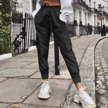 2020 Fashion ZANZEA Women's Pants Lady Solid High Wiast Trousers Casual Pockets Cargo Pants Female Long Pantalones Streetwear
2020 Fashion ZANZEA Women's Pants Lady Solid High Wiast Trousers Casual Pockets Cargo Pants Female Long Pantalones Streetwear