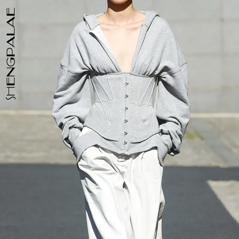 SHENGPALAE New Apring Autumn 2019 European Style Full Lantern Sleeve Zip-up Button Sith Hooded Collar Women Swertershirt FR367
SHENGPALAE New Apring Autumn 2019 European Style Full Lantern Sleeve Zip-up Button Sith Hooded Collar Women Swertershirt FR367