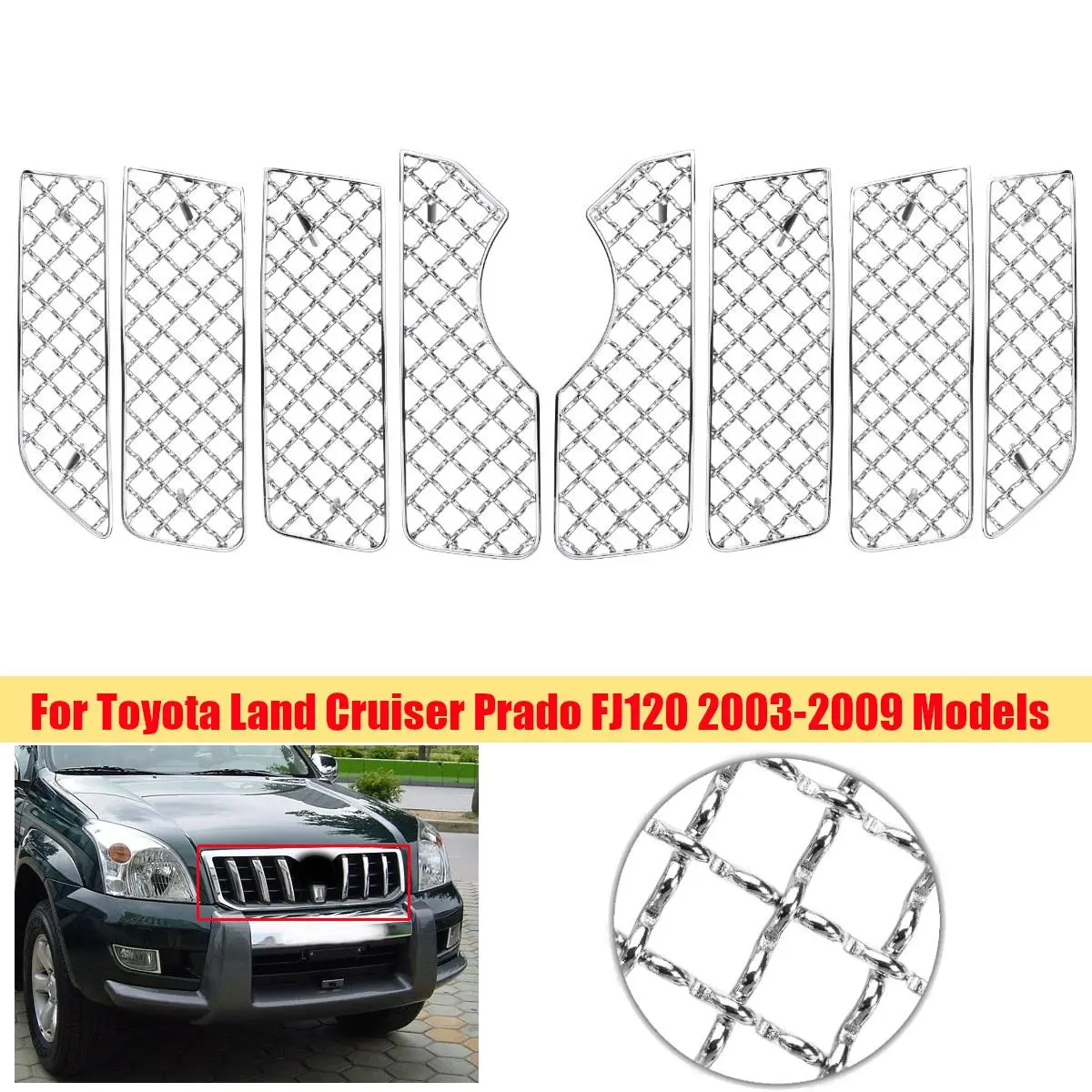 8Pcs/Set Car Front Insect Screening Mesh Net Grille For Toyota Land Cruiser Prado For FJ 120 2003 2004 2005 2006 2007 2008 2009
8Pcs/Set Car Front Insect Screening Mesh Net Grille For Toyota Land Cruiser Prado For FJ 120 2003 2004 2005 2006 2007 2008 2009