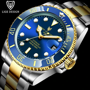 100m waterproof LIGE black dial luminous Sapphire glass GMT automatic mens watch Luxury Brand Mechanical Watch Relogio Masculino 
100m waterproof LIGE black dial luminous Sapphire glass GMT automatic mens watch Luxury Brand Mechanical Watch Relogio Masculino