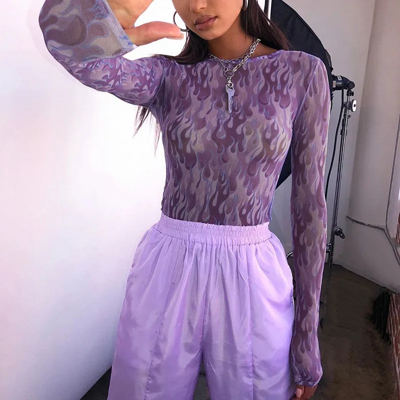 Fashion Sexy Women Transparent Mesh Sheer Shirt Blouses Clubwear Crop Tops Flaming Fire Print Ladies O-Neck Long Sleeve Shirts
Fashion Sexy Women Transparent Mesh Sheer Shirt Blouses Clubwear Crop Tops Flaming Fire Print Ladies O-Neck Long Sleeve Shirts