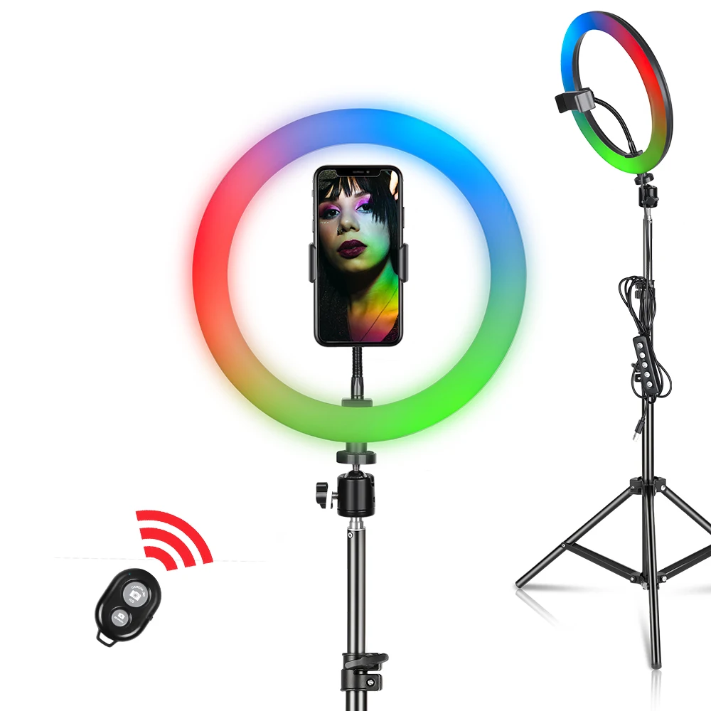 SH 6/10/12 Inch Ring Light 15 Colors RGB LED Selfie Ring Light With Tripod Phone Stand Holder For Youtube Makeup Video
SH 6/10/12 Inch Ring Light 15 Colors RGB LED Selfie Ring Light With Tripod Phone Stand Holder For Youtube Makeup Video