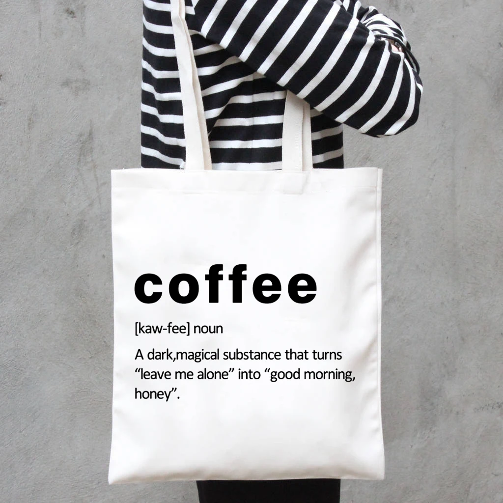 

Coffee Definition Fashion Canvas Shopping Bag Women's Tote Bag Korea Original Cute Girl School Students Shoulder Bags Travel Bag