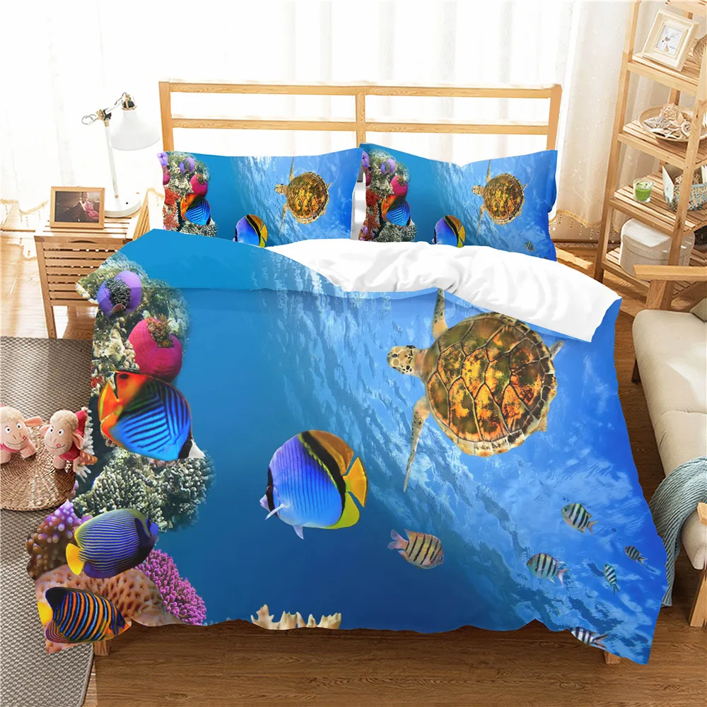 Quilts and Bedding Set Soft Material 3d Underwater World Fish Printed Duvet Cover Bed Linen with Pillowcase Double Single Size
Quilts and Bedding Set Soft Material 3d Underwater World Fish Printed Duvet Cover Bed Linen with Pillowcase Double Single Size