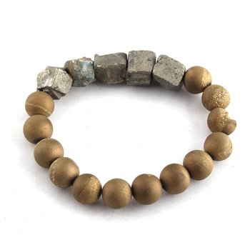 Fashion Women Jewelry Irregular Natural Pyrite Stone 10mm Druzy Beads Bracele DropShippers
Fashion Women Jewelry Irregular Natural Pyrite Stone 10mm Druzy Beads Bracele DropShippers