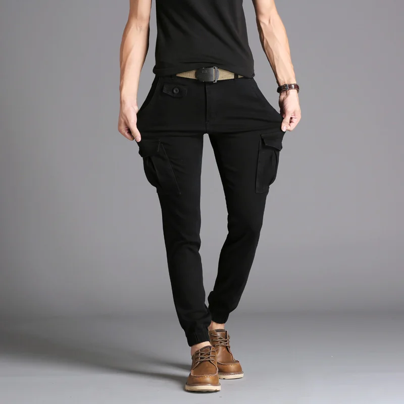 KSTUN Casual Pants Men Stretch Cargo Pants Military Tactical Joggers Side Pocket Fashions Black