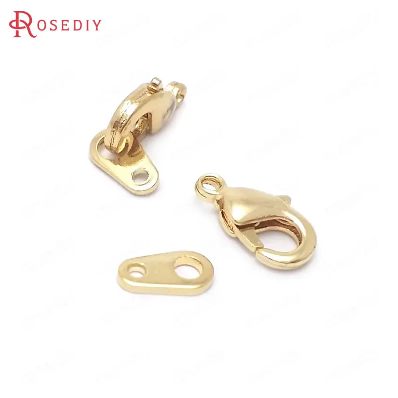 

(35167)10PCS Lobster 9.5-10MM 24K Gold Color Brass Lobster Clasps Connect Clasps Necklace Clasps Jewelry Findings Accessories