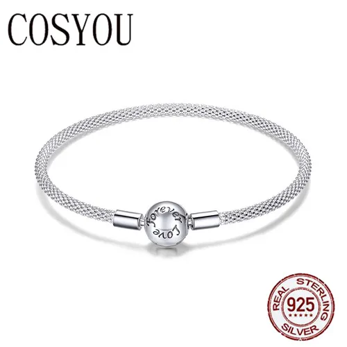 

COSYOU 2019 100% 925 Sterling Silver Love Forever Love Snake Chain Bracelets Women Sterling Silver Jewelry 17CM 19CM SCB105