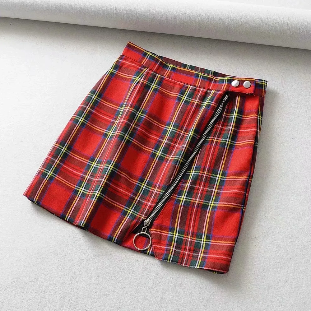 2020 Spring And Summer New Style WOMEN'S Dress Retro High-waisted Short Skirt Oblique Zipper Plaid Skirt A- line Skirt Women's
2020 Spring And Summer New Style WOMEN'S Dress Retro High-waisted Short Skirt Oblique Zipper Plaid Skirt A- line Skirt Women's