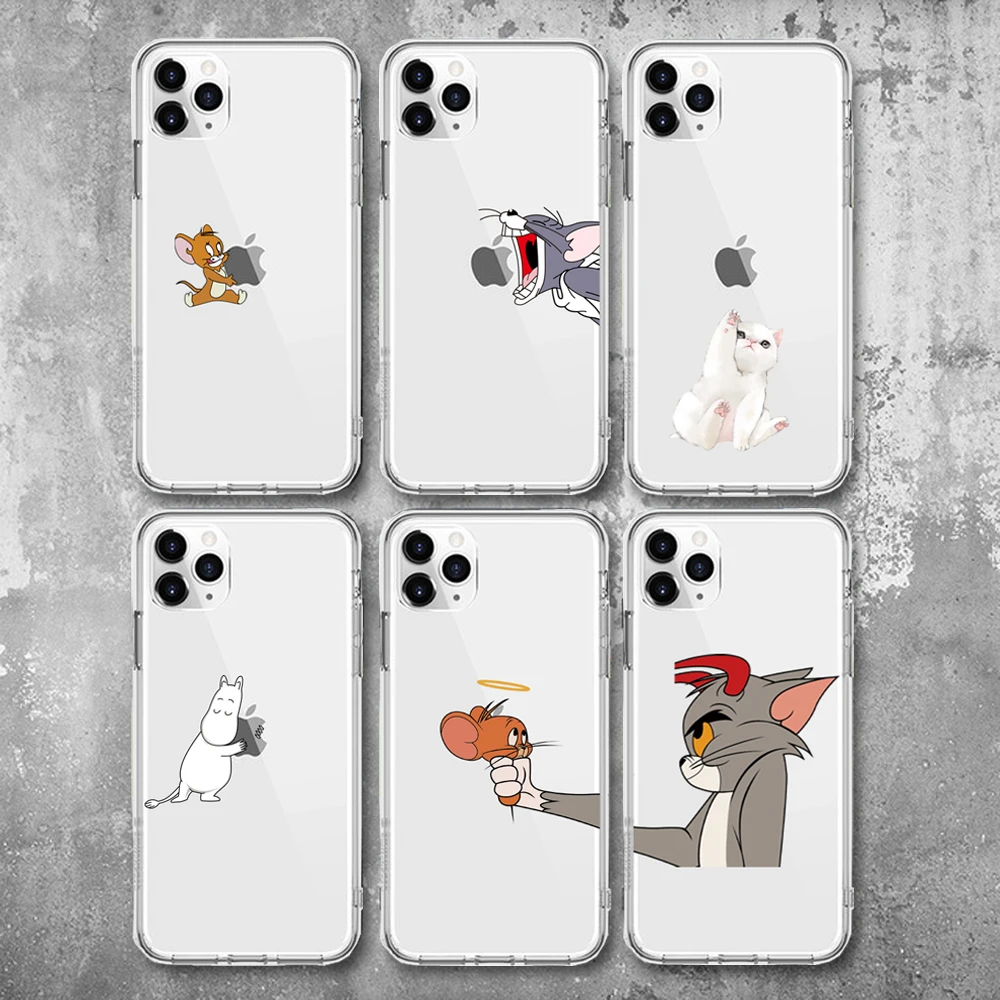 Funny Cartoon Phone Case For Iphone X Xs 11pro Max Xr Cute Cat Tom Cover For Iphone 8 7 6 6s Plus 5s Se Soft Silicone Clear Case Aliexpress