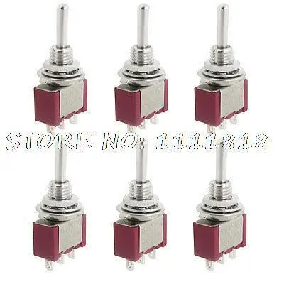 

6 Pcs AC 250V 2A 120V 5A on-off-on SPDT 3 Pins Miniature Momentary Toggle Switch