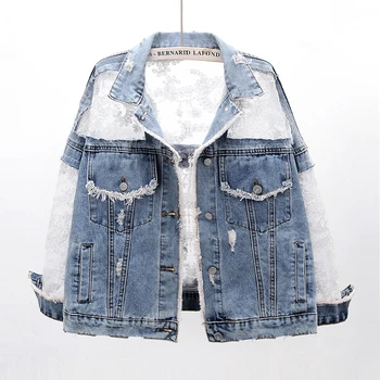 Gauze Embroidered Holes Jeans Coat Women 2020 Spring autumn Short Lace Joint Thin Casual Denim Jacket Female Jean Jackets Tops
Gauze Embroidered Holes Jeans Coat Women 2020 Spring autumn Short Lace Joint Thin Casual Denim Jacket Female Jean Jackets Tops