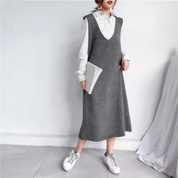 LANMREM Medium-length sweater vest for famale 2020 autumn winter new overknee loose kintted waistcoat large size clothes female 
LANMREM Medium-length sweater vest for famale 2020 autumn winter new overknee loose kintted waistcoat large size clothes female