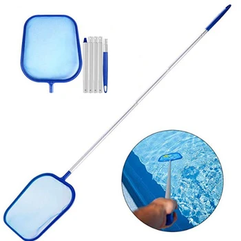 

5 Sections Rod Swimming Pool Net Leaf Skimmer Mesh Net 122cm Detachable Aluminum Rod Fishing Net Cleaning Tool