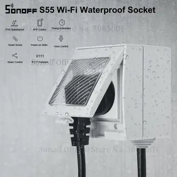 SONOFF S55 Waterproof IP55 Wifi Smart Power Socket, Timer Outdoor AU/EU/UK/US/ZA Plugs APP/Vocie Remote Control Works with Alexa
SONOFF S55 Waterproof IP55 Wifi Smart Power Socket, Timer Outdoor AU/EU/UK/US/ZA Plugs APP/Vocie Remote Control Works with Alexa