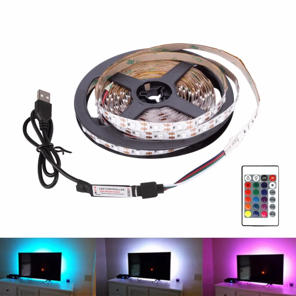 USB LED Strip DC 5V Flexible Light Lamp 60LEDs SMD 2835 50CM 1M 2M 3M 4M 5M Mini 3Key Desktop Decor Tape TV Background Lighting | Лампы и